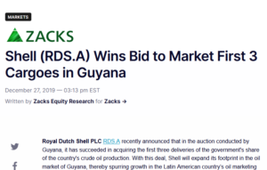 Shell (RDS.A) Wins Bid to Market First 3 Cargoes in Guyana